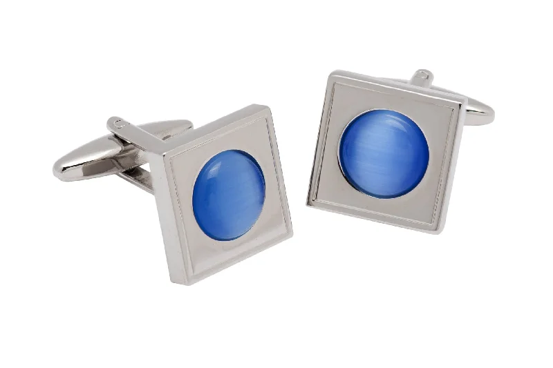 Cufflinks with customized logos for businesses or organizations looking to add branding-Sugar Hill Blue Rhodium Plated Cufflinks