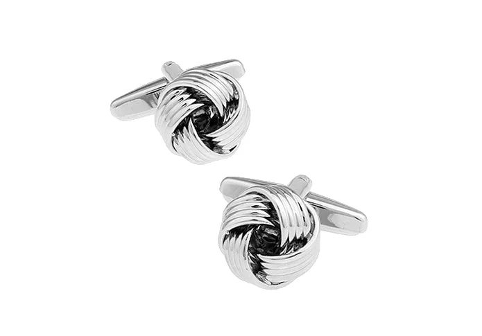 Best cufflinks for formal shirts with refined designs and premium materials-Bedford Solid Silver Knot Rhodium Plated Cufflinks