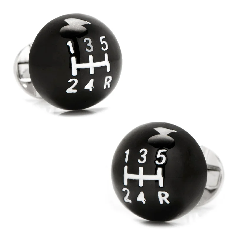 Best cufflinks with gemstone inlays for a colorful and stylish finish-3D Black Gear Shifter Cufflinks