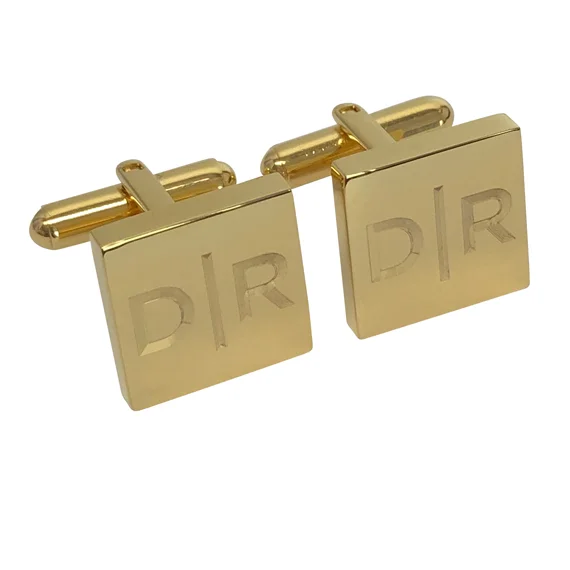 Best cufflinks with durable enamel finishes for long-lasting wear and vibrant color-Personalised Gold Engraved Split Letter Square Cufflinks