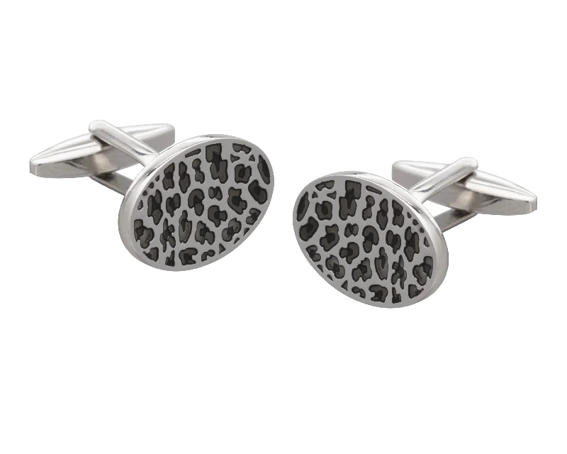 Best cufflinks with polished titanium for a modern, sleek design-The Wildling Shades of Grey Leopard Print Cufflinks