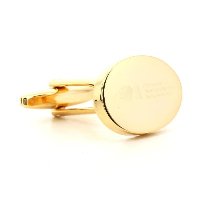 Cufflinks with nautical themes for a coastal and maritime-inspired accessory-Corporate Oval Logo Gold Cufflinks