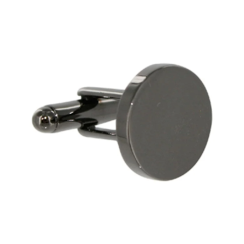 Best cufflinks with a brushed silver finish for a sleek and contemporary vibe-TNC Round Gunmetal Cufflinks