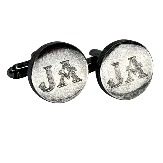 Cufflinks with artistic designs for a one-of-a-kind accessory-Personalised Engraved Antique Silver Round Cufflinks