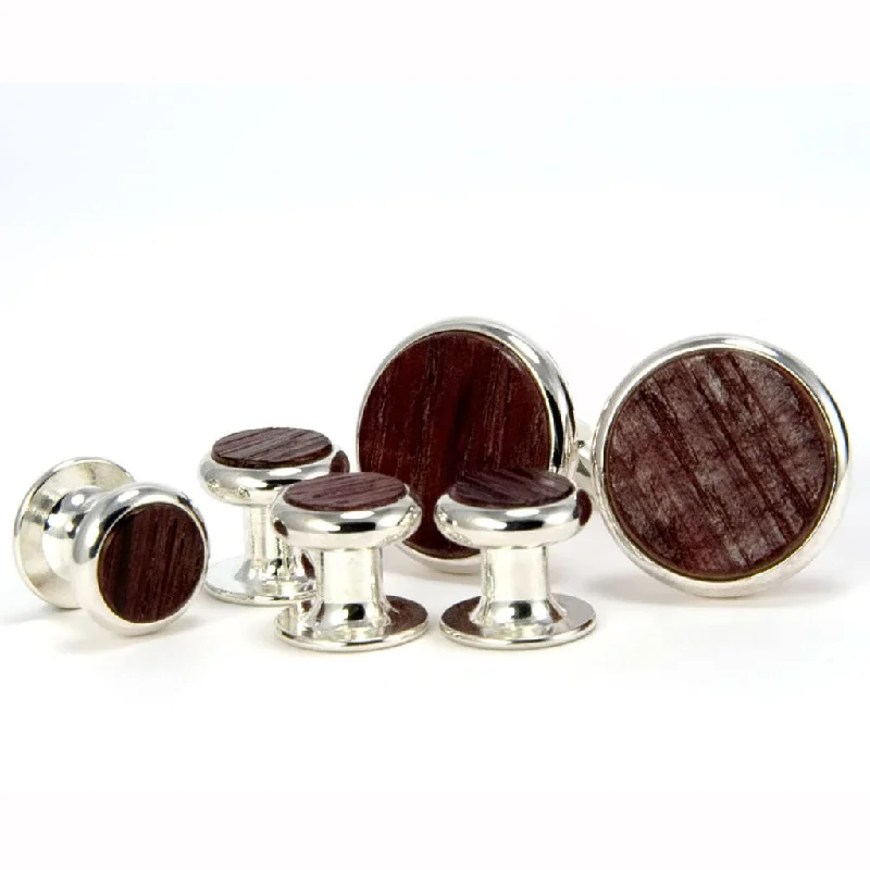 Cufflinks with customized logos for businesses or organizations looking to add branding-Wine Barrel Silver Cufflink Tuxedo Stud Set