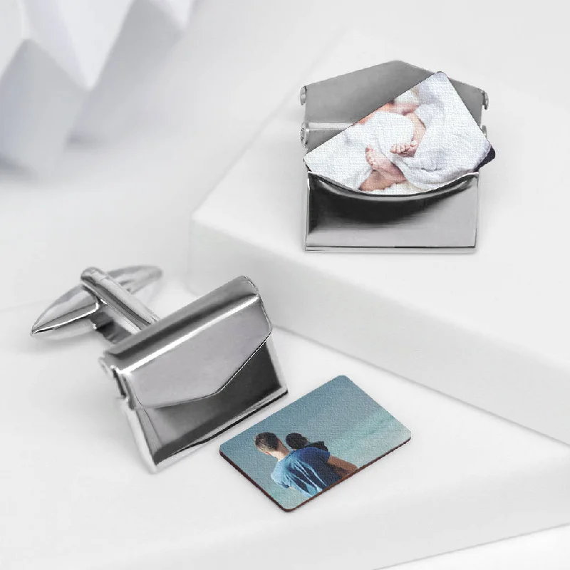 Cufflinks with black onyx stones for a refined and luxurious look-Personalised Photo Envelope Cufflinks - seconds