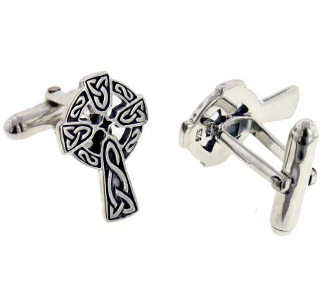 Best cufflinks with intricate craftsmanship for a high-quality, durable finish-Celtic Knot Sun Cross Cufflinks Sterling Silver Cuff Links