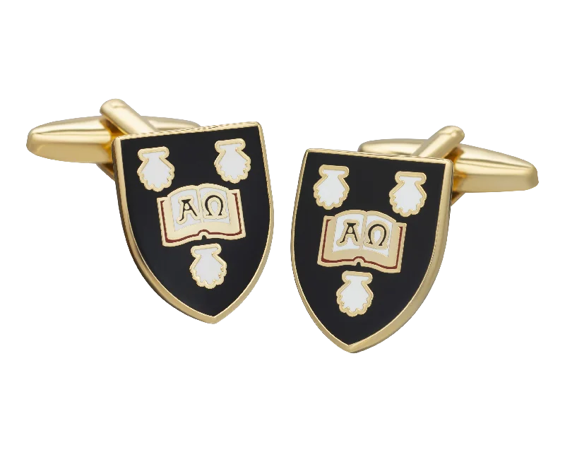 Best cufflinks with blue enamel designs for a pop of color and elegance-Linacre College Cufflinks