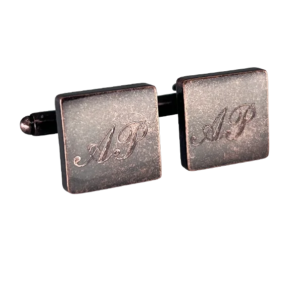 Best cufflinks with polished stainless steel for a sleek and modern look-Personalised Engraved Antique Rosegold Square Cufflinks