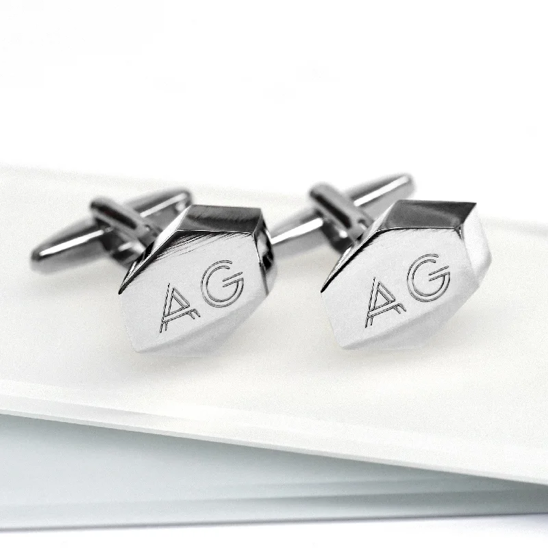 Best cufflinks for groomsmen with matching sets for a cohesive wedding look-Steel Geometric Cufflinks