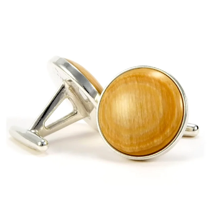 Best cufflinks with customizable engravings for a personal and thoughtful gift-Fossilized Mammoth Tusk Sterling Silver Cufflinks