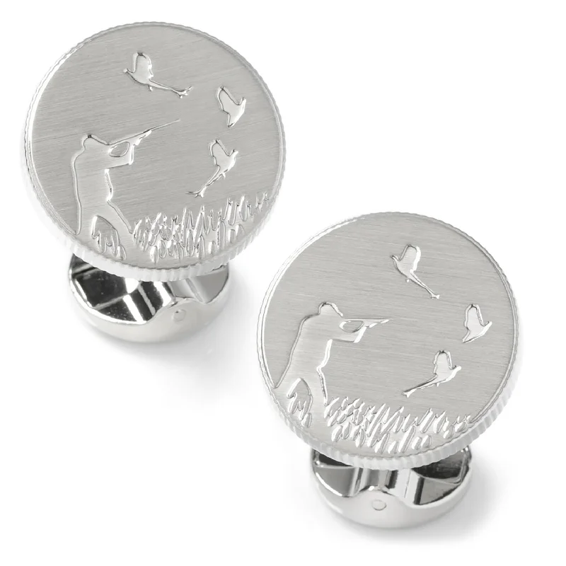 Best cufflinks for weddings with silver or gold finishes for a timeless appeal-Hunter Silver Cufflinks