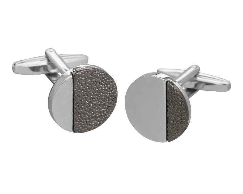 Best cufflinks with multicolored stones for a bold and vibrant appearance-Gunmetal and Silver Hammered Odds Cufflinks