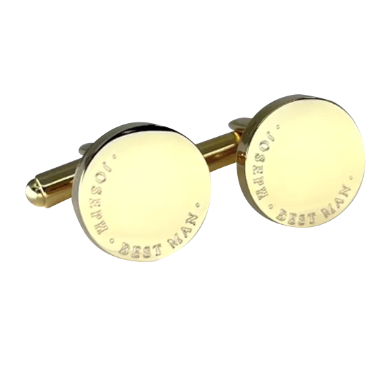 Best cufflinks with round designs for a classic, versatile look-Personalised Gold Engraved Full Name Round Cufflinks