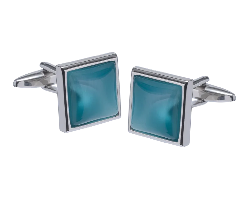 Best cufflinks with customizable engravings for a personal and thoughtful gift-Lightening Turquoise Square Cufflinks