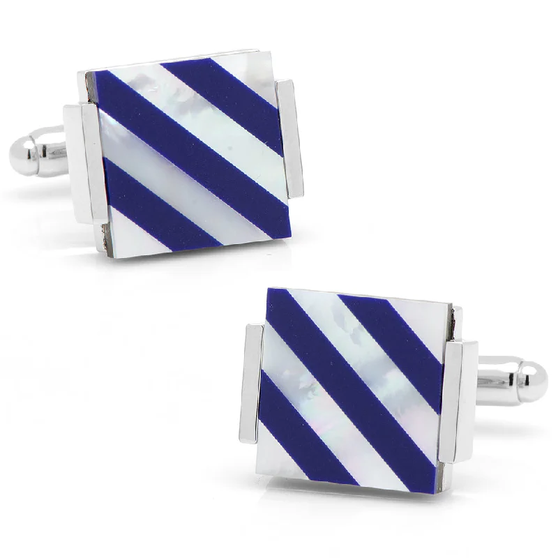 Best cufflinks with a polished gold finish for a luxurious and timeless look-Floating Mother of Pearl Striped Cufflinks