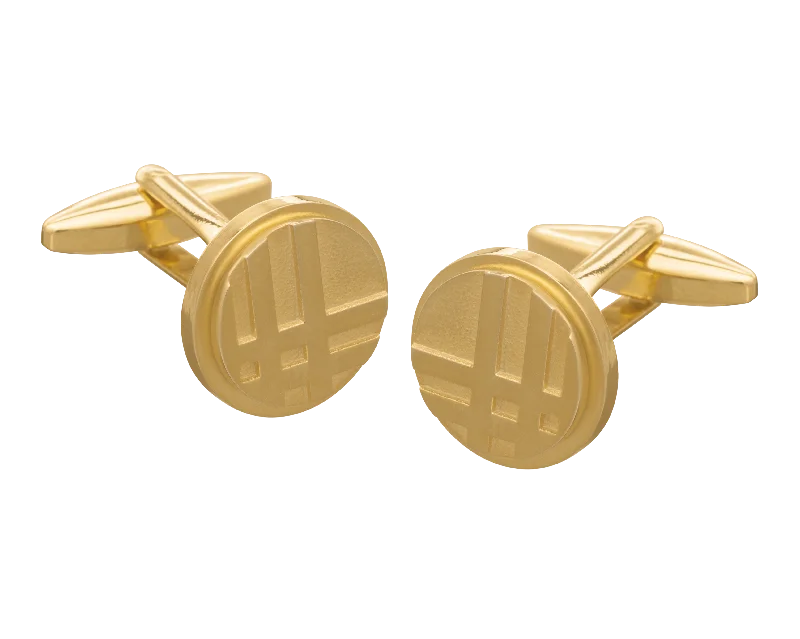 Cufflinks with luxury enamel inlays for a polished and vibrant appearance-Heritage Check Gold Cufflinks