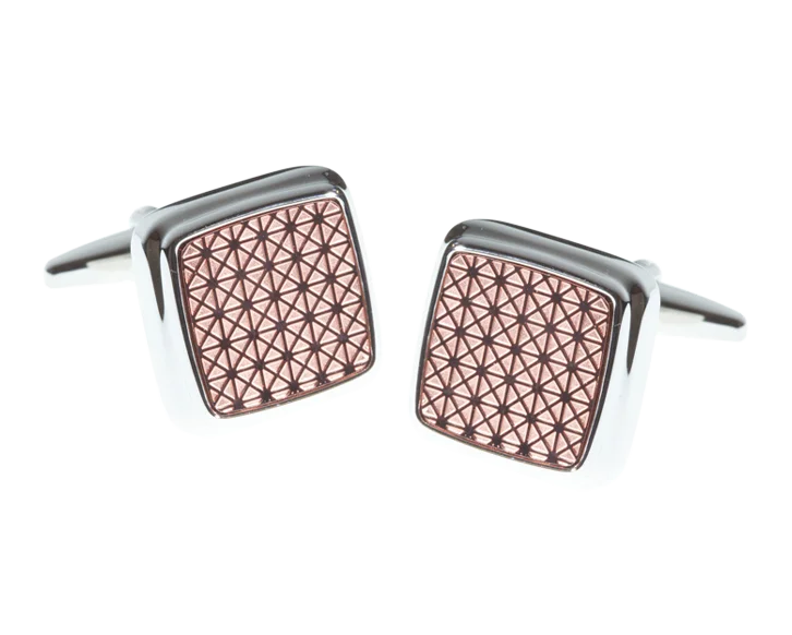 Best cufflinks with durable enamel finishes for long-lasting wear and vibrant color-Square Rose Gold Plated Sunrise Pink Cufflinks