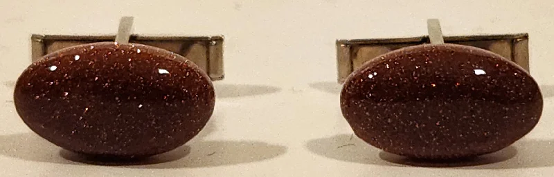 Best cufflinks with engraved monogrammed initials for a personalized gift-Vintage 1950s Harvey Avedon Brownish Pink Glitter Gold Tone Cufflinks Patent 2920363