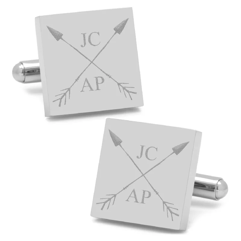 Cufflinks with custom logos for a branded and professional look-Crossed Arrows Engravable Cufflinks