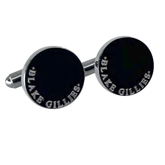 Best cufflinks with pearl inlays for a classy and elegant style-Personalised Gunmetal Engraved Full Name Round Cufflinks