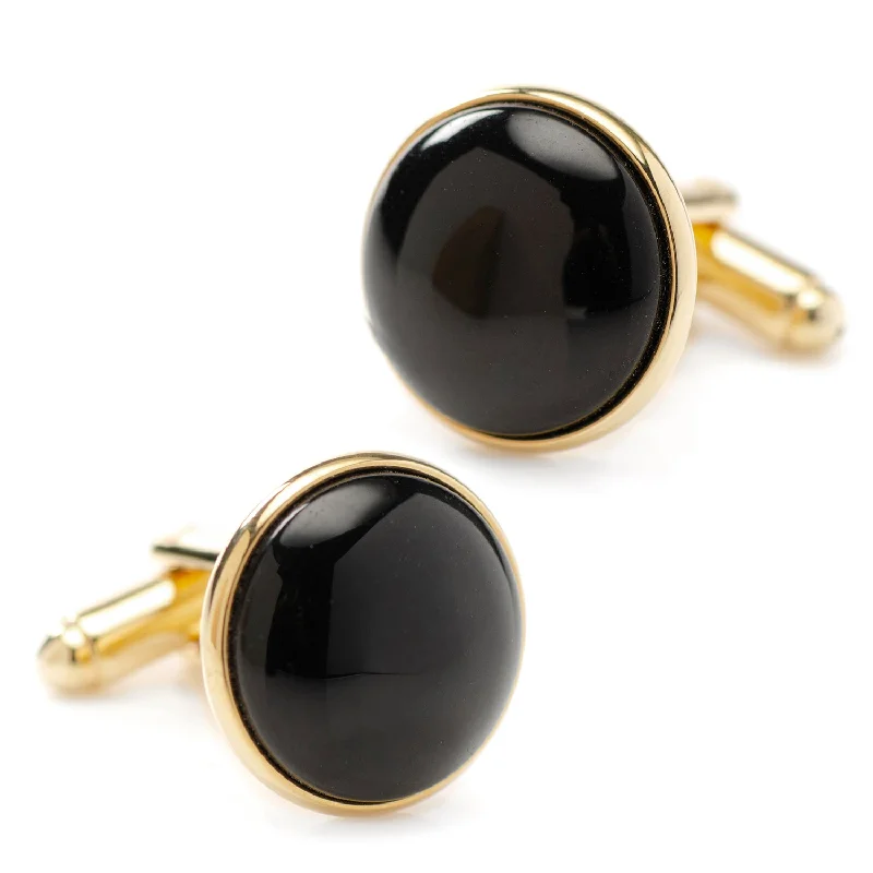 Best cufflinks with intricate craftsmanship for a high-quality, durable finish-Gold and Onyx Cufflinks