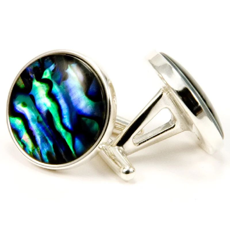 Cufflinks with brushed stainless steel designs for a rugged and modern style-Paua Shell Sterling Silver Cufflinks | One-of-a-kind Cufflinks