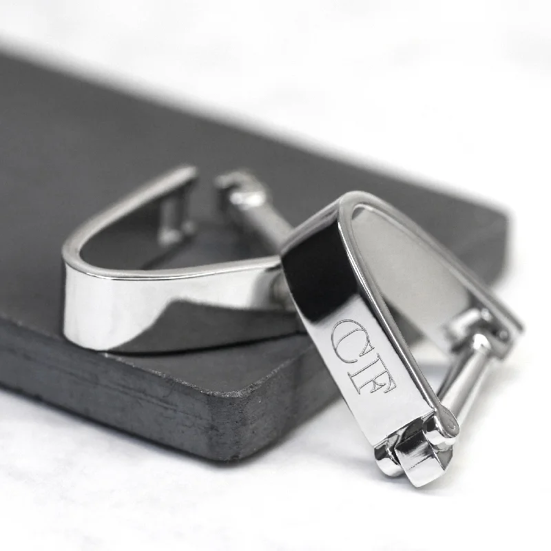 Best cufflinks with vintage cufflinks case for a stylish presentation and storage-Personalised Rhodium Wrap Around Cufflinks