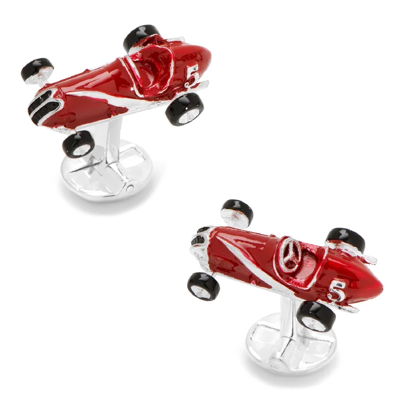 Cufflinks with mechanical gear designs for a steampunk-inspired, industrial look-3D Vintage Race Car Cufflinks