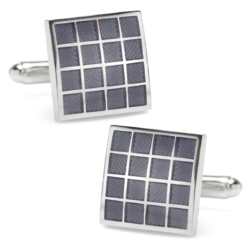 Luxury cufflinks with diamond accents for a high-end and elegant accessory-Purple Checker Square  Cufflinks