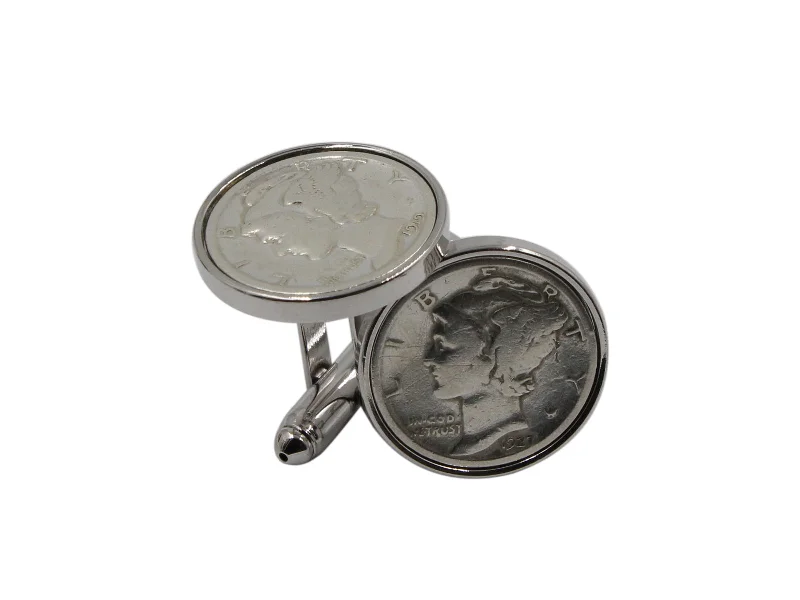 Cufflinks with minimalist designs for a clean, modern and sophisticated accessory-Mercury Dime Cufflinks