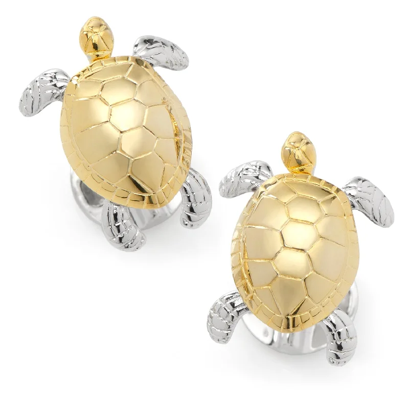 Cufflinks with brushed metal finishes for a matte, contemporary style-Turtle Movement 3D Cufflinks