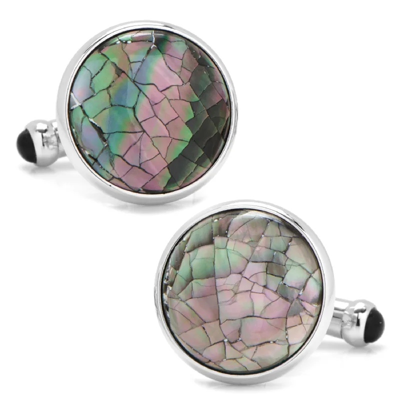 Cufflinks with customized logos for businesses or organizations looking to add branding-Mosaic Smoke Mother of Pearl Cufflinks