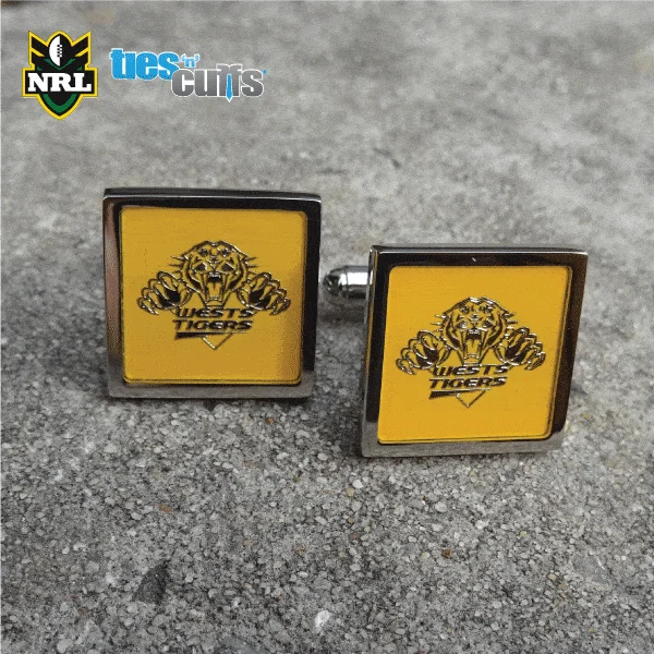 Best cufflinks with a brushed silver finish for a sleek and contemporary vibe-NRL Wests Tigers Cufflinks