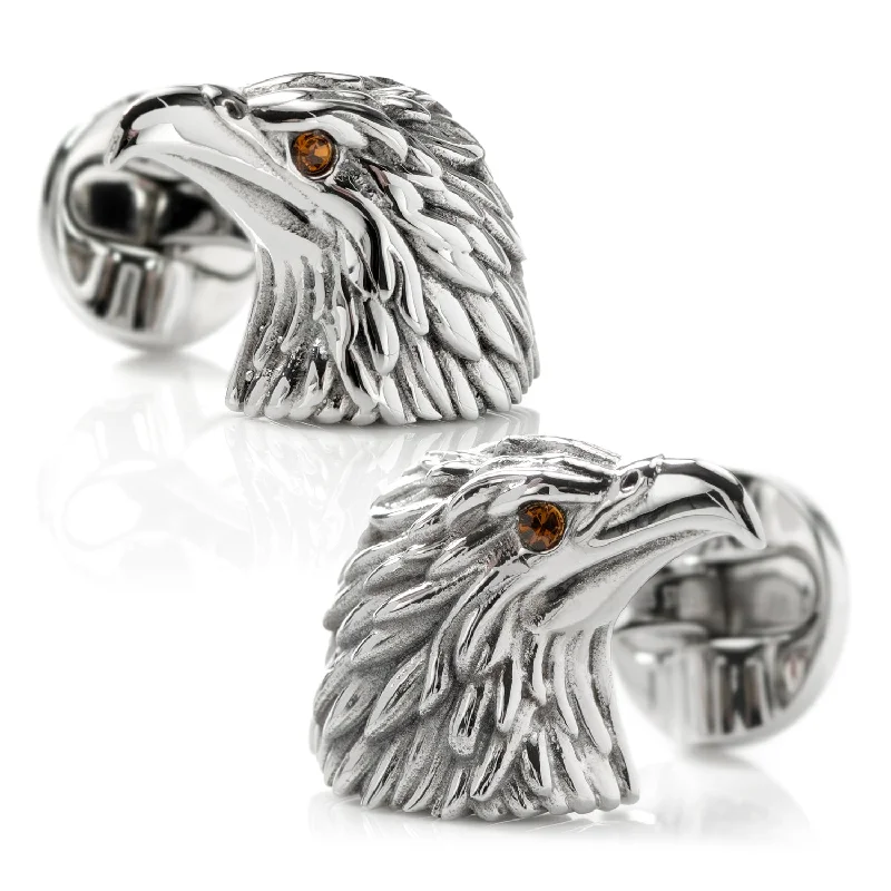 Cufflinks with geometric patterns for a sharp and fashionable look-Stainless Steel Eagle Head Cufflinks