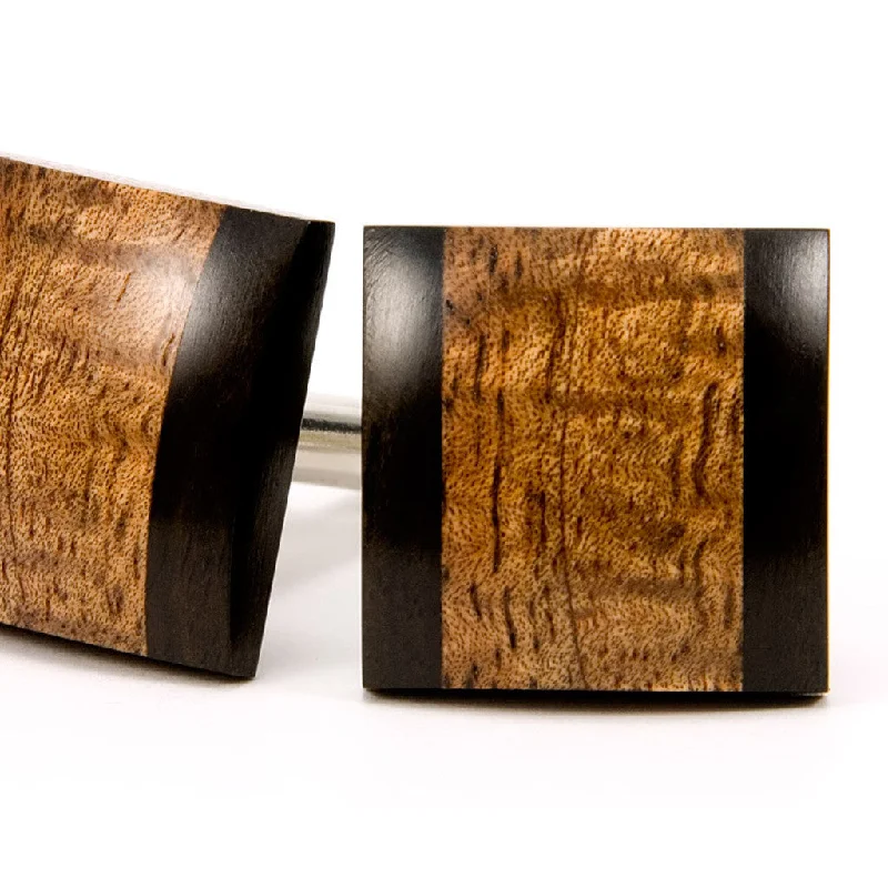 Best cufflinks for black tie events with sleek and minimalist designs-Hawaiian Koa Ebony Wooden Cufflinks