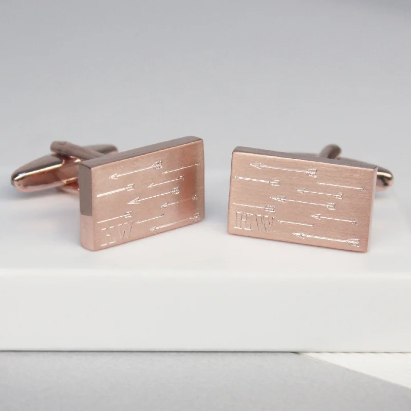 Best cufflinks with gold inlays for a luxurious and refined finish-Personalised Arrows and Initial Rectangle Cufflinks