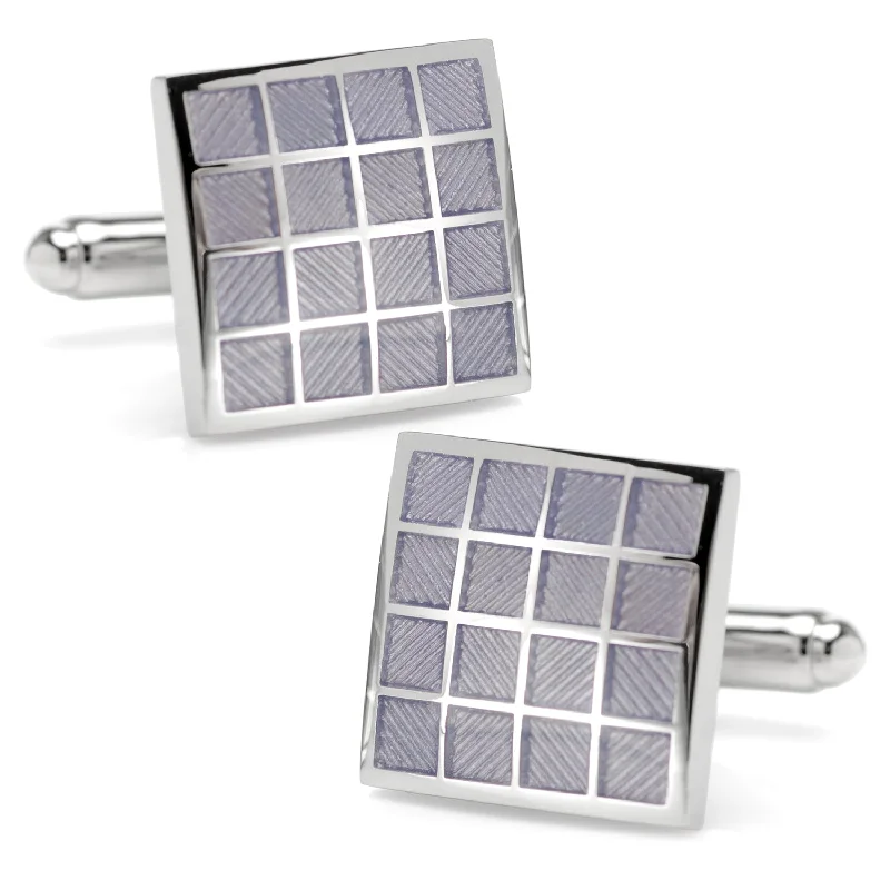 Best cufflinks for business attire with simple, sleek designs for professionals-Periwinkle Checker Square  Cufflinks