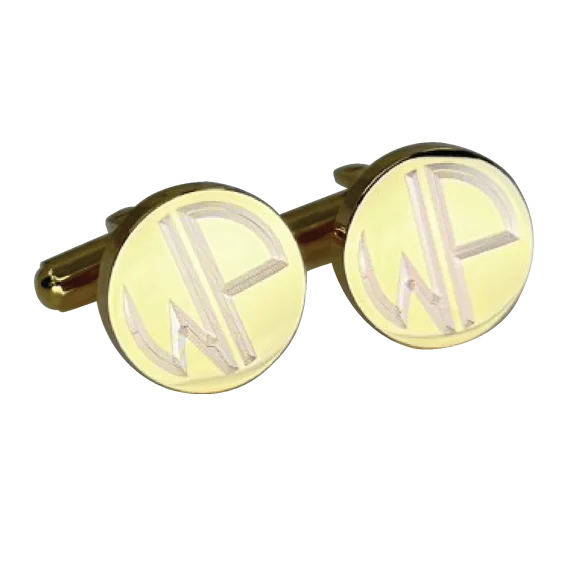 Cufflinks with unique novelty designs for fun and creative gifts-Personalised 2 Letter Monogram Round Gold Cufflinks