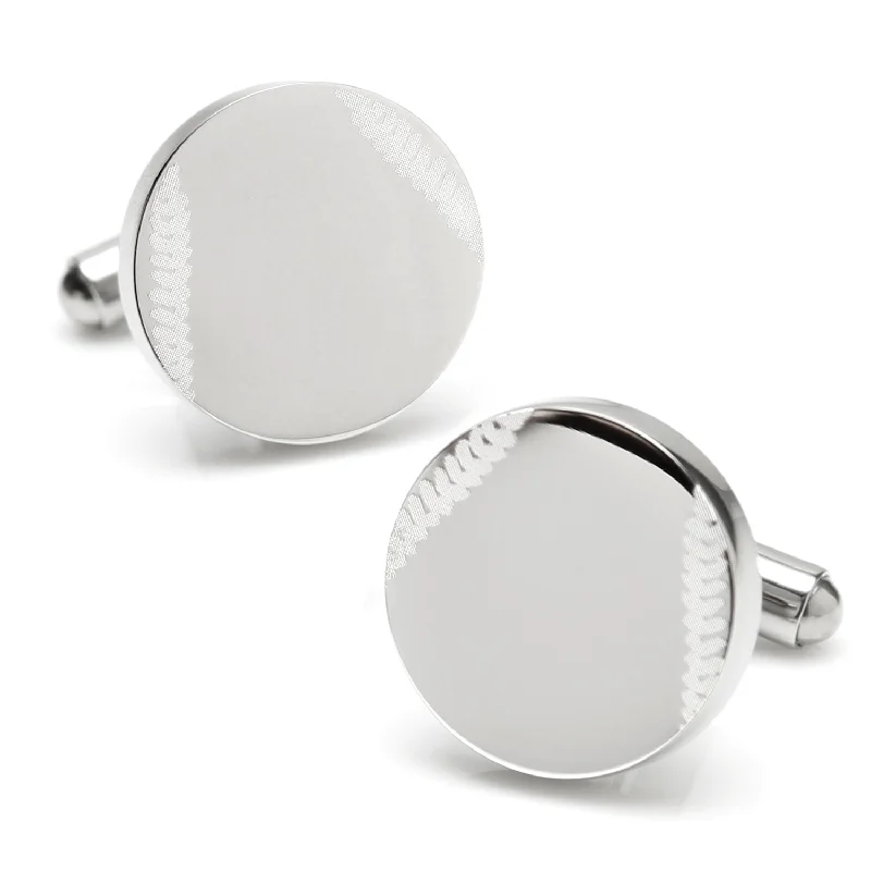 Best cufflinks for formal wear with classic designs and polished finishes-Stainless Steel Engravable Baseball Cufflinks