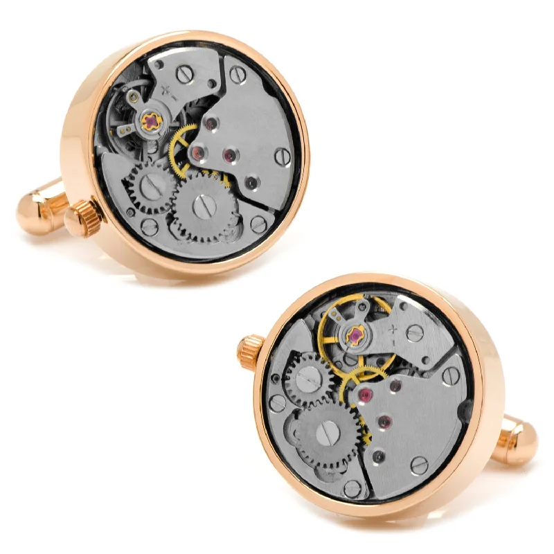 Best cufflinks with intricate craftsmanship for a high-quality, durable finish-Rose Gold Watch Movement Cufflinks