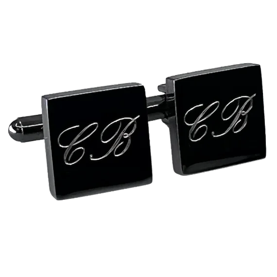 Best cufflinks for formal events with timeless designs in classic silver and gold-Personalised Engraved Square Gunmetal Cufflinks