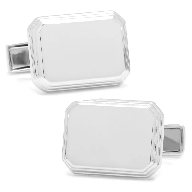 Best cufflinks with vintage cufflinks case for a stylish presentation and storage-Sterling Rectangular Engravable Cufflinks