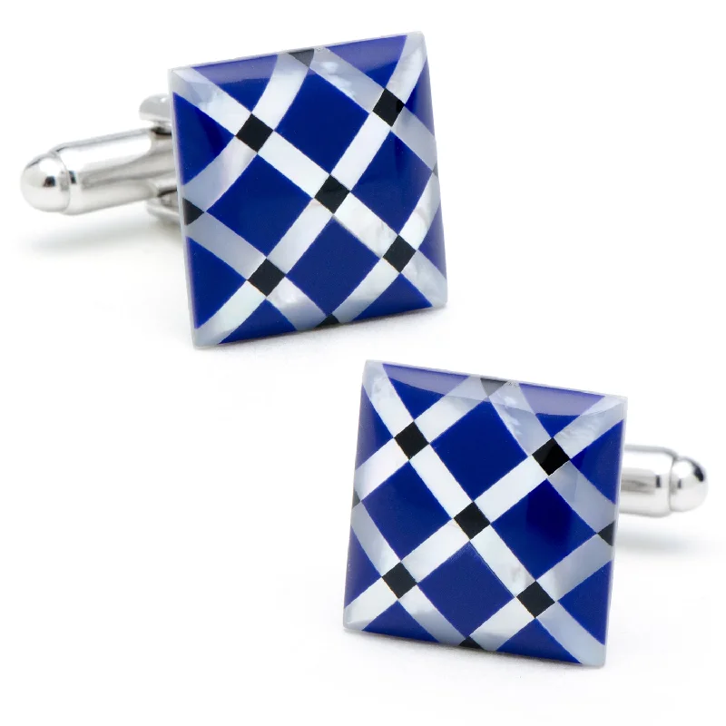 Best cufflinks with engraved monogrammed initials for a personalized gift-Mother of Pearl Diamond Cufflinks