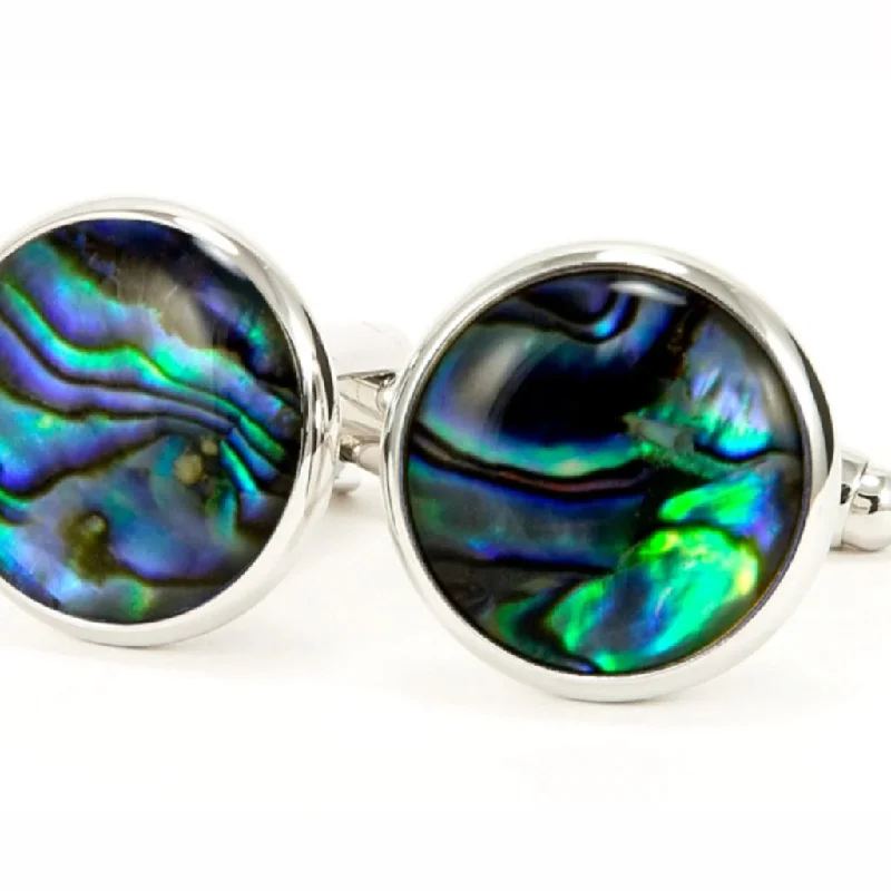 Cufflinks with silver and enamel combinations for a colorful and polished look-Paua Shell Silver Cufflinks