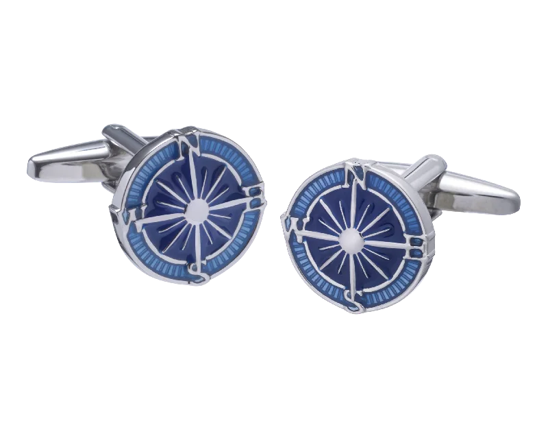 Cufflinks with custom logos for a branded and professional look-Nautical Compass Cufflinks