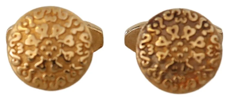 Best cufflinks with etched floral patterns for an elegant and sophisticated design-Dolce & Gabbana Elegant Gold Plated Brass Men's Cufflinks