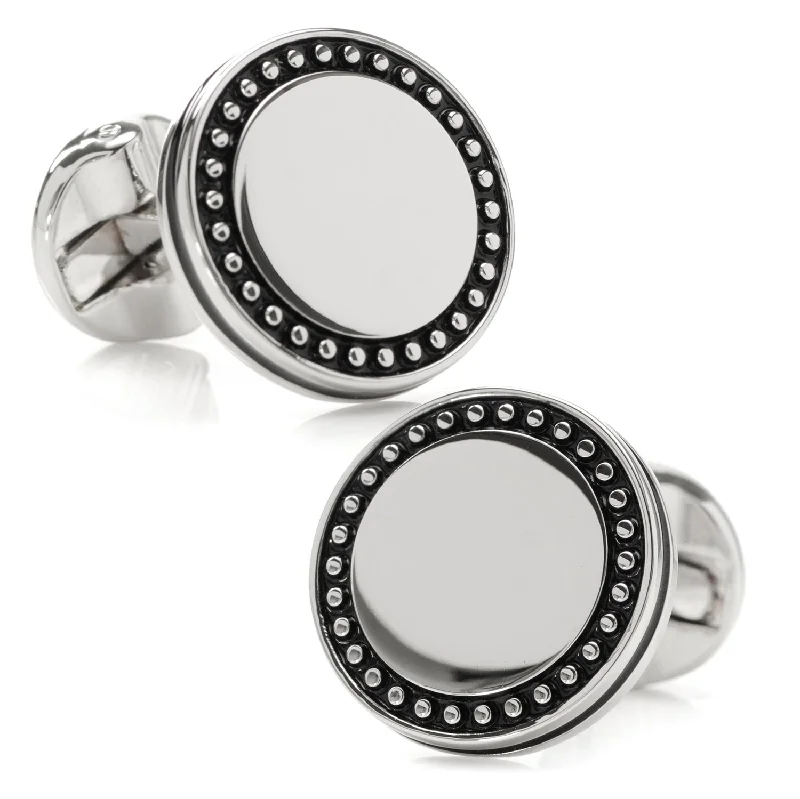 Cufflinks with luxe pearl inlays for a refined, classic look-Engravable Studded Cufflinks