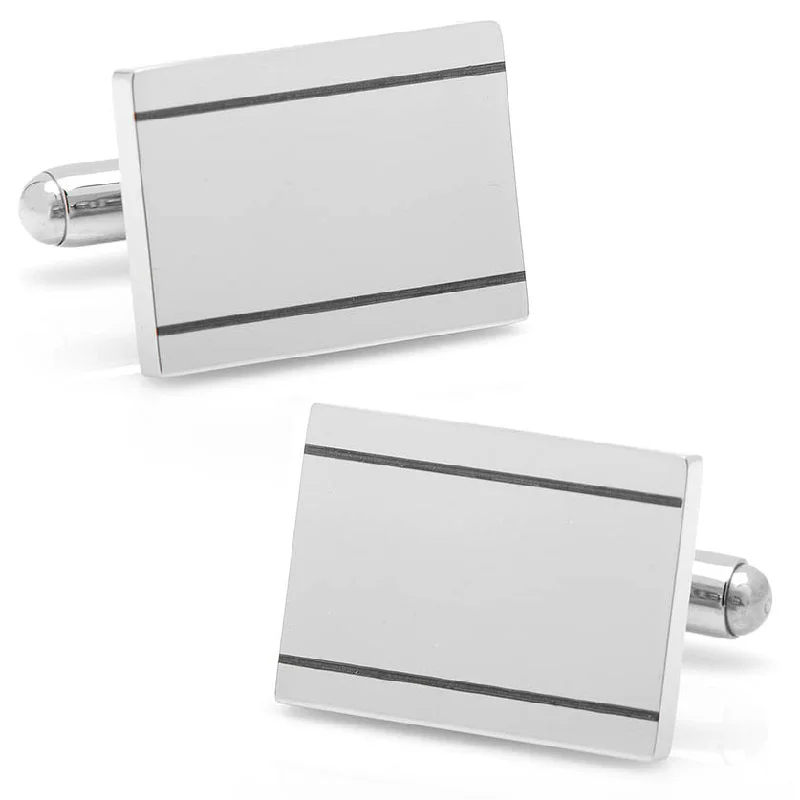 Cufflinks with customized logos for businesses or organizations looking to add branding-Stainless Steel Engravable Etched Frame Cufflinks