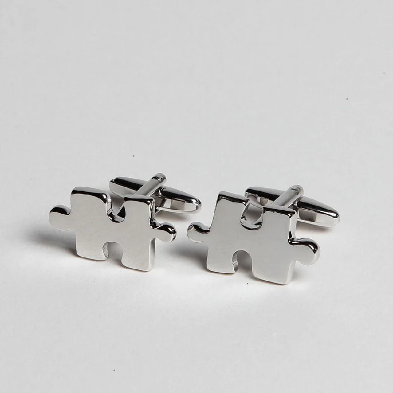 Luxury cufflinks with diamond accents for a high-end and elegant accessory-Jigsaw Puzzle Cufflinks